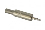 Жак F-039 METAL, Stereo jack 2.5mm мъжки, за монтаж към кабел, метален, сребрист